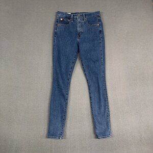 Women's Blue Pure Skinny High Rise Stretch Cotton Blend Jeans